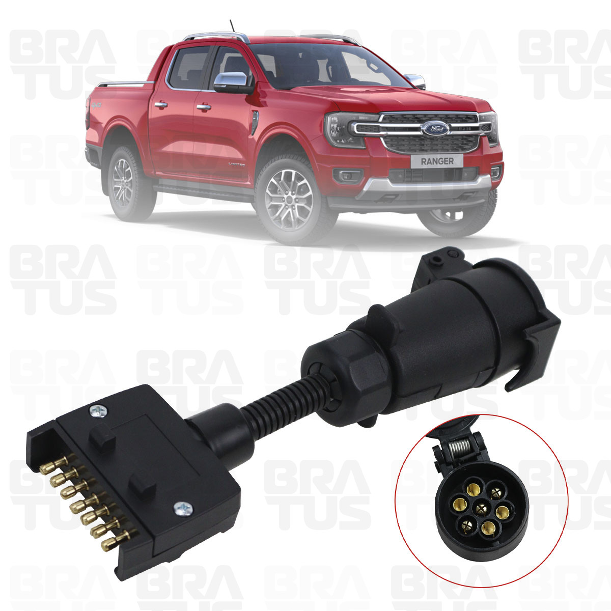 Tomada Completa Adaptador Reboque 7 Polos Padrão Americano Para Brasileiro (Ford Ranger) - Image 2