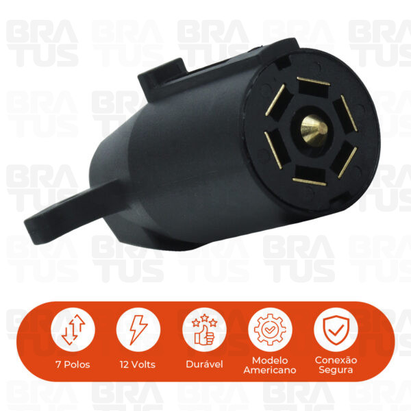 Tomada Completa Adaptador Reboque 7 Polos Padrão Americano Para Brasileiro (Dodge Ram)