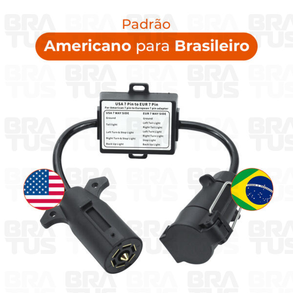 Tomada Completa Adaptador Reboque 7 Polos Padrão Americano Para Brasileiro (Macho - Dodge Ram)
