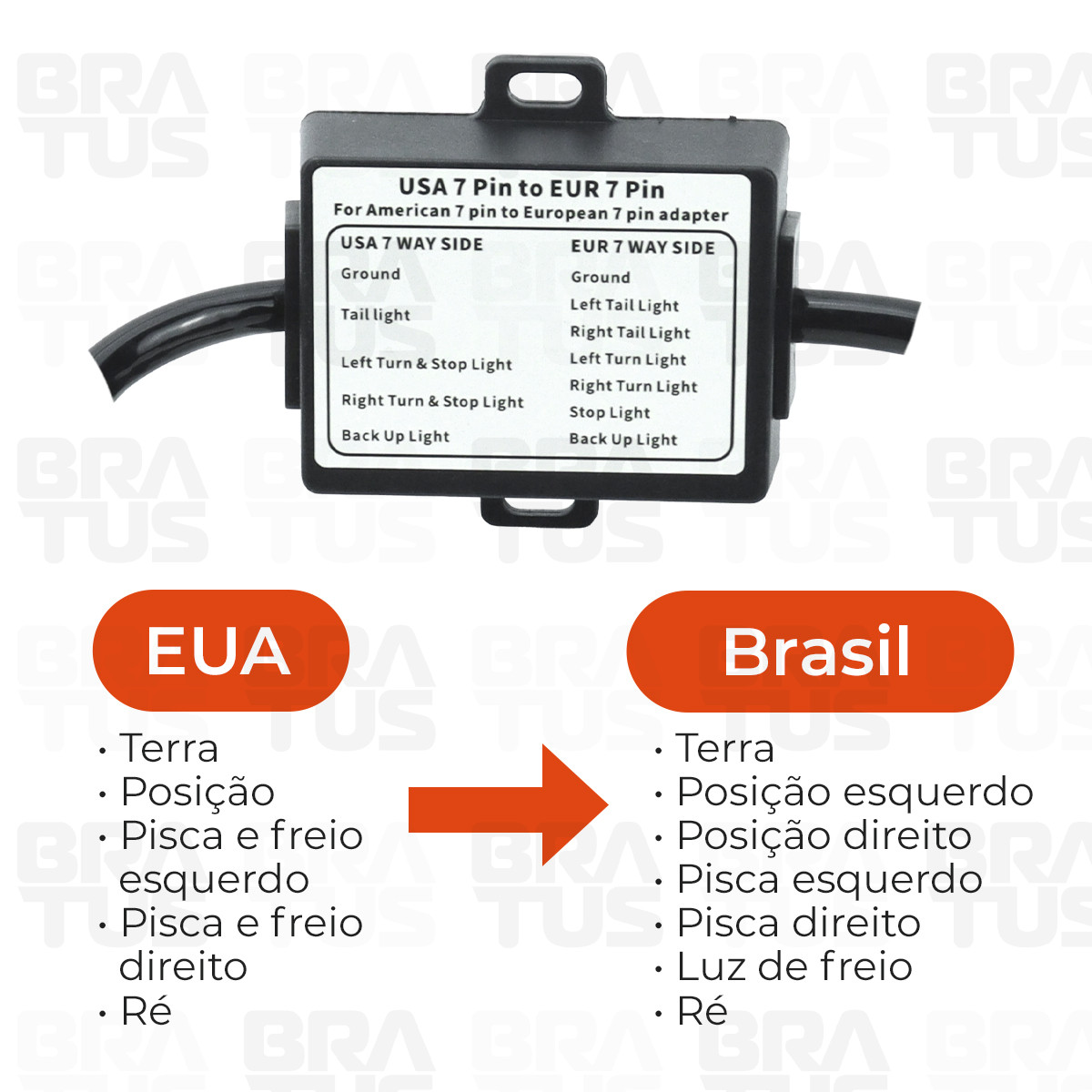 Tomada Completa Adaptador Reboque 7 Polos Padrão Americano Para Brasileiro (Macho - Dodge Ram) - Image 6
