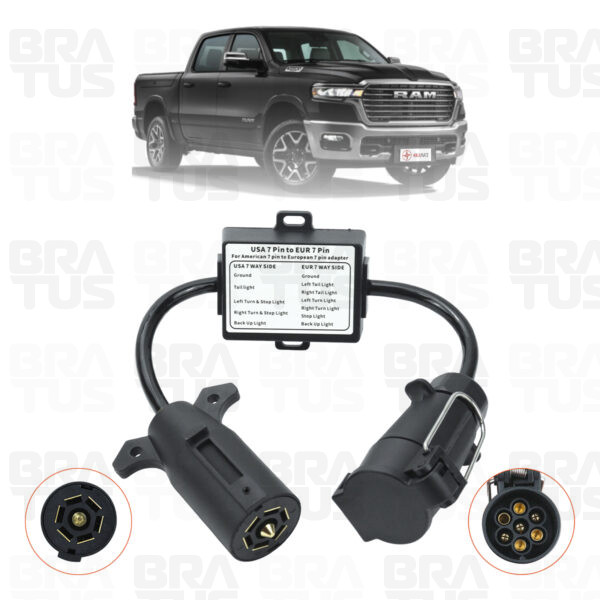 Tomada Completa Adaptador Reboque 7 Polos Padrão Americano Para Brasileiro (Macho - Dodge Ram)
