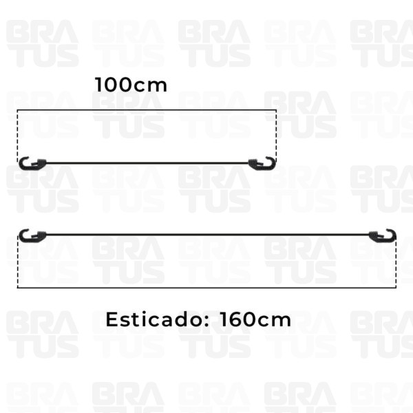 Extensor Elástico Gancho Plástico - Preto (100cm)